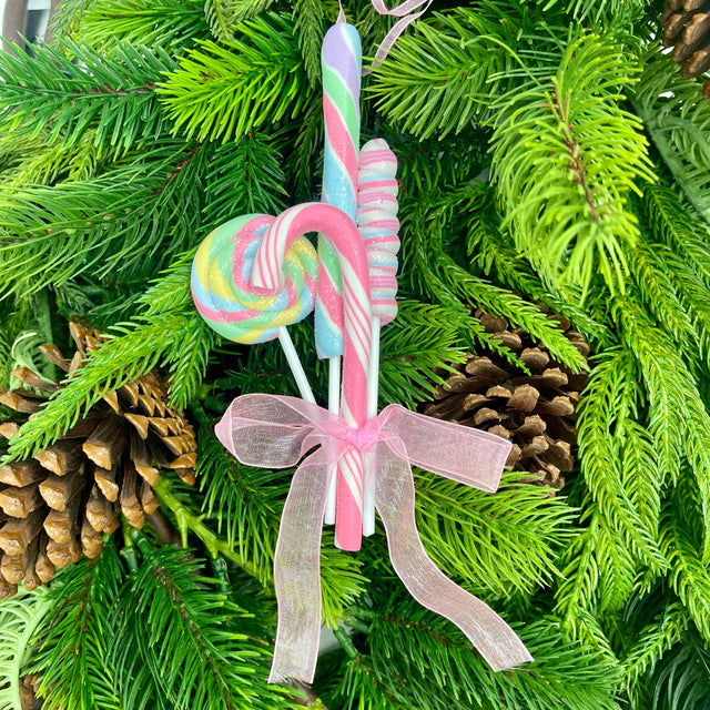 5.4" Lollipop | Candy Cane with Bow Ornament