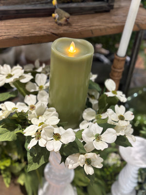 13" Dogwood Candle Ring Cream