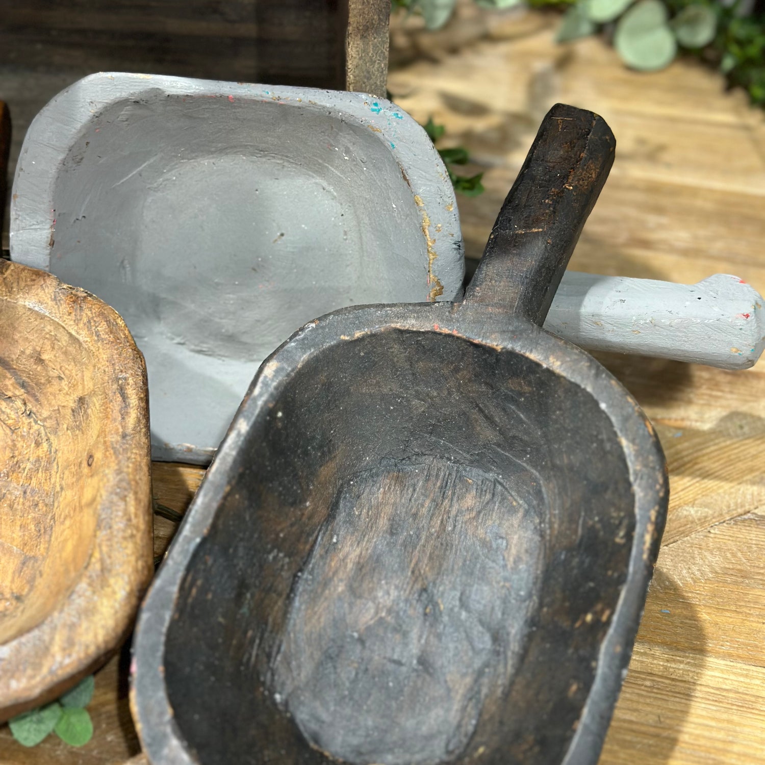 11" Wooden Scoop Dough Bowl