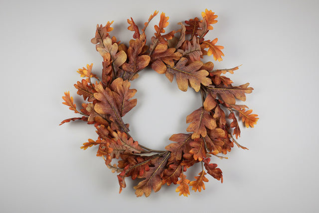 26" Orange Autumn Oak Leaf Wreath