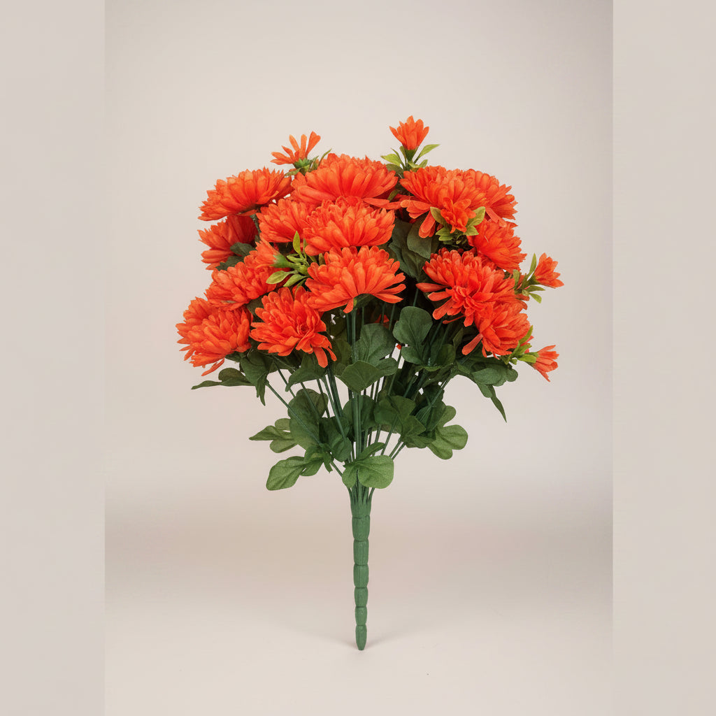 15" Orange Mini Mums & Buds Bush