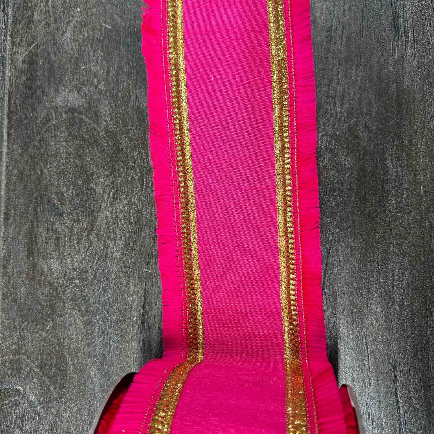 4"X5YDS Fringe Gilded Trimming Dupioni Deluxe Fused Backed Wired Edge Ribbon