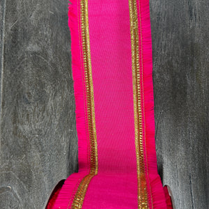 4"X5YDS Fringe Gilded Trimming Dupioni Deluxe Fused Backed Wired Edge Ribbon