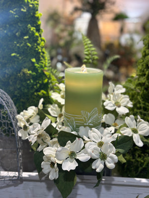 13" Dogwood Candle Ring Cream