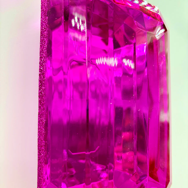 8" Hot Pink Rectangle Jewel Glitter Ornament