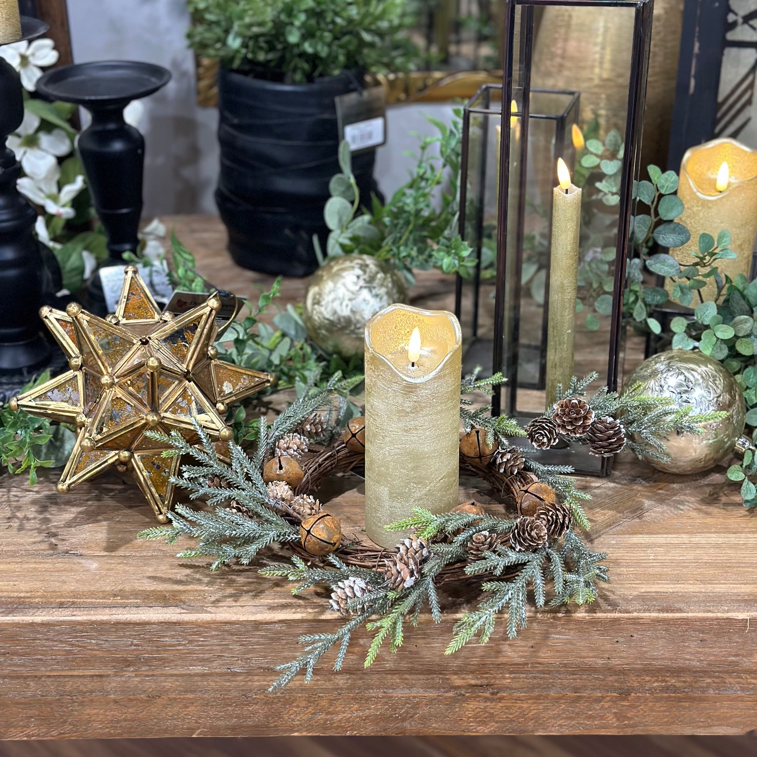 Small Pine Wreath/ Candle Ring 12"