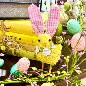 7" Yellow Chick w/Gingham Bunny Ears