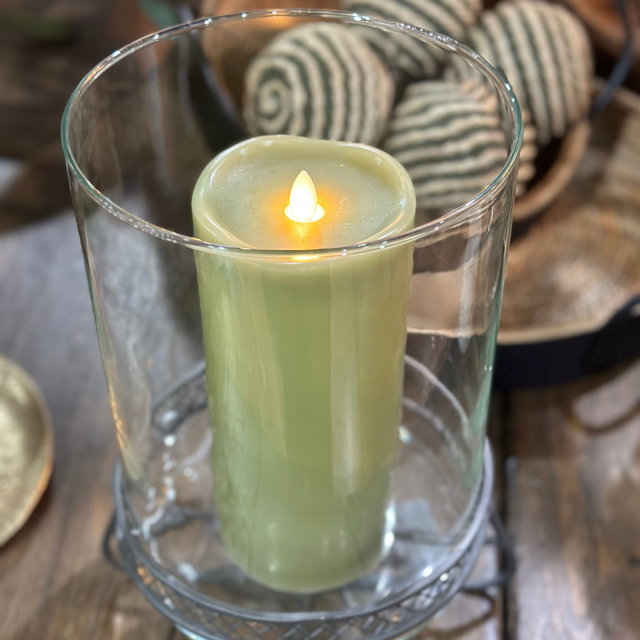 12" Metal & Glass Open Top Candle Holder