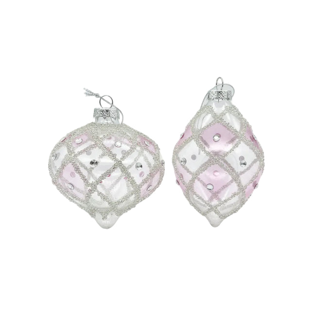 4" Pink Glass Ice Jewel Ornament