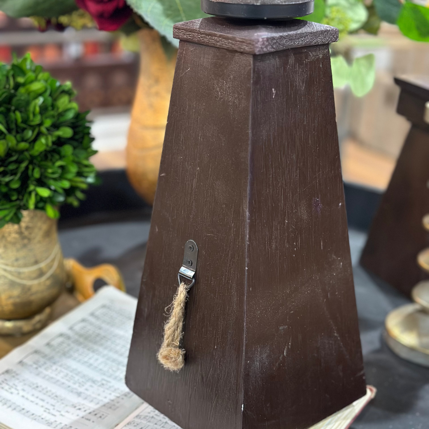 13" Wood Candle Holder Coffee