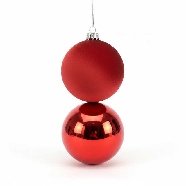 4" Red Glass Bauble Ornament- 2 Shiny/2 Matte