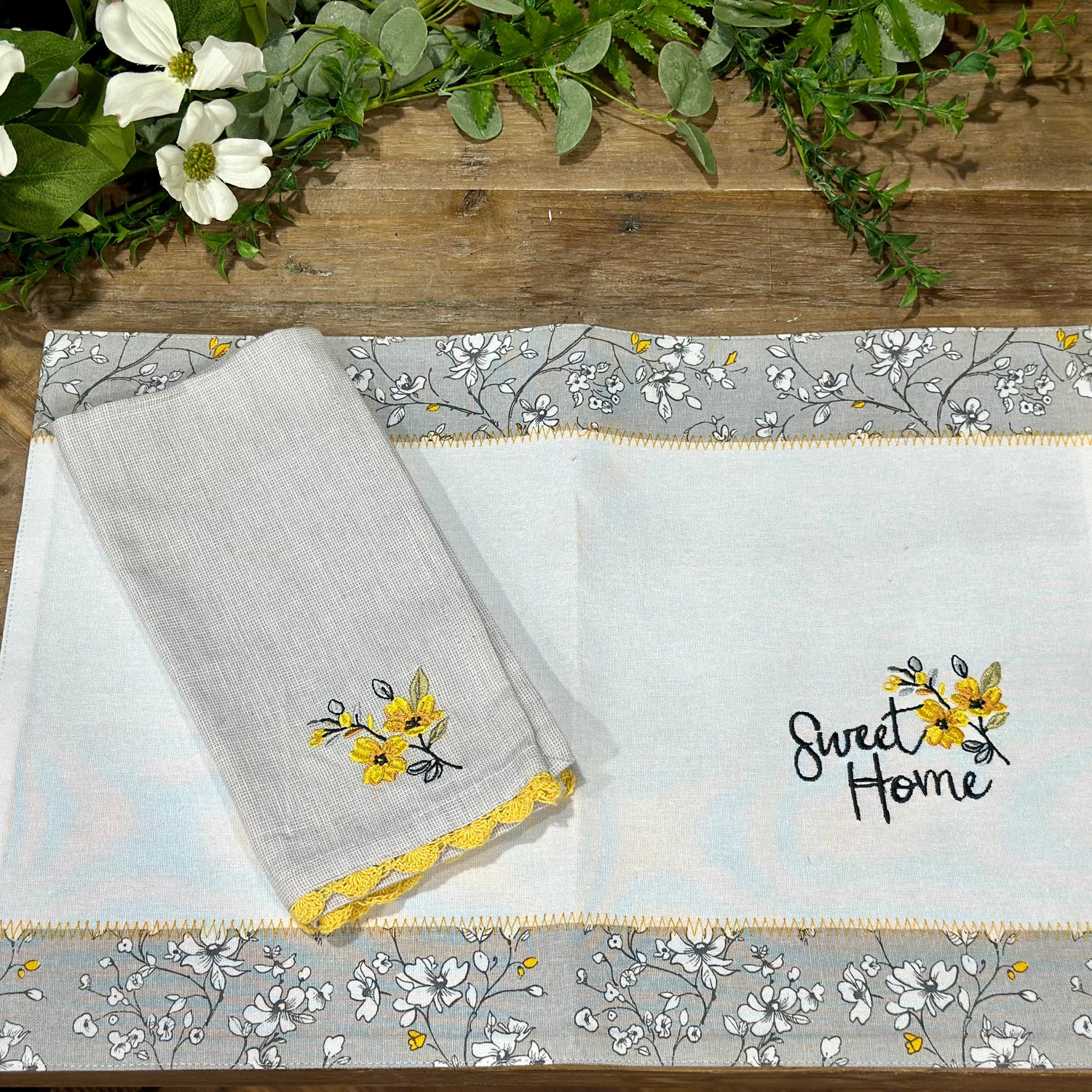 “Sweet Home” Embroidered Napkin