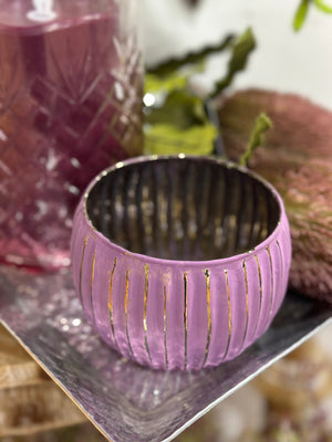 4" Purple Mercury Glass Candle Holder