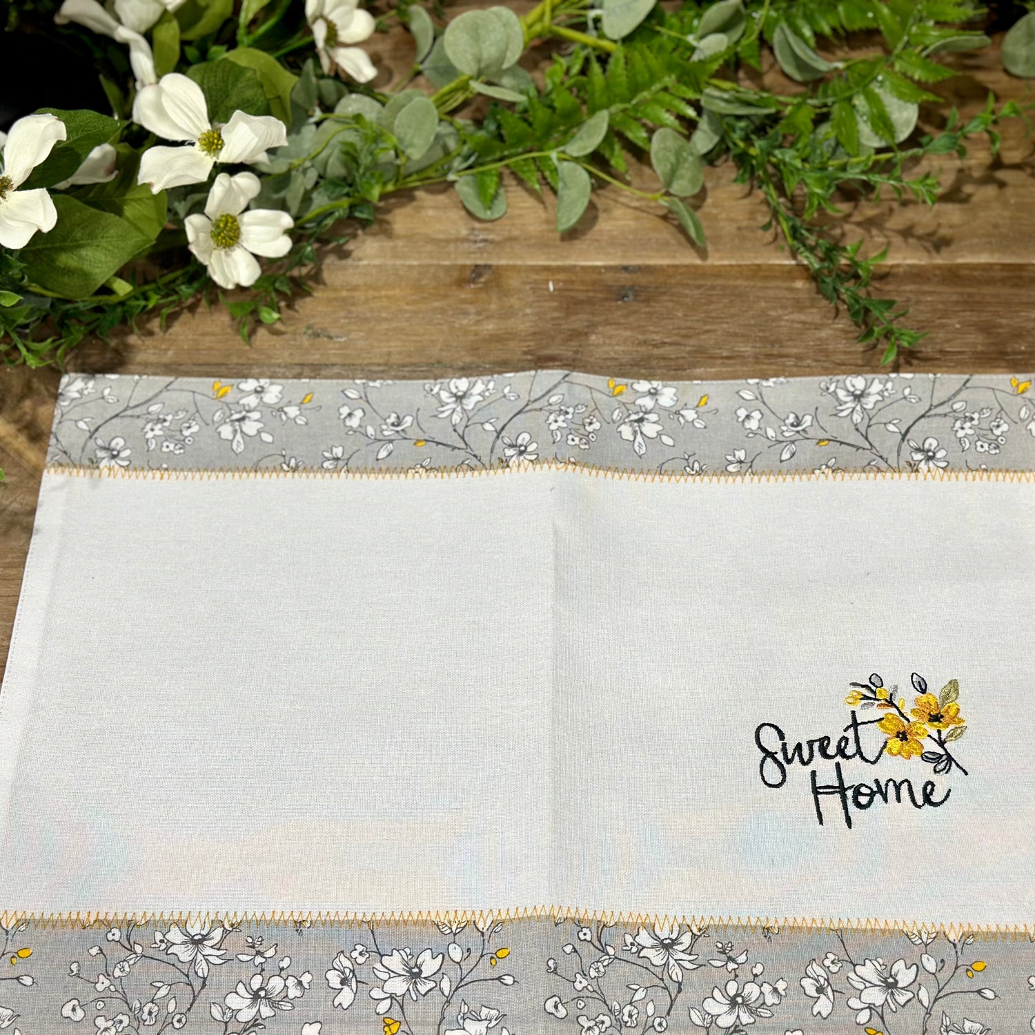 "Sweet Home" Embroidered Placemat | 19"L x 13"W