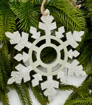 6" Wooden Flocked Snowflake