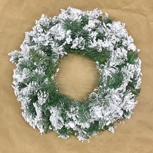24" Flocked Winter Wreath 120T