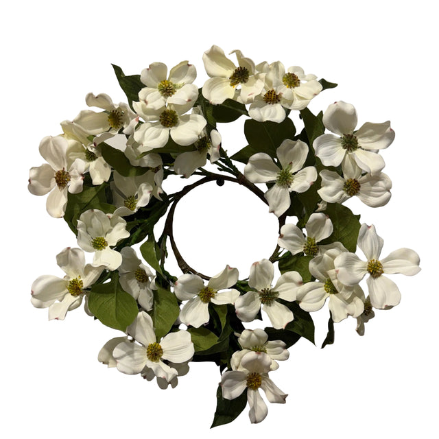 12" Cream Dogwood Candle Ring