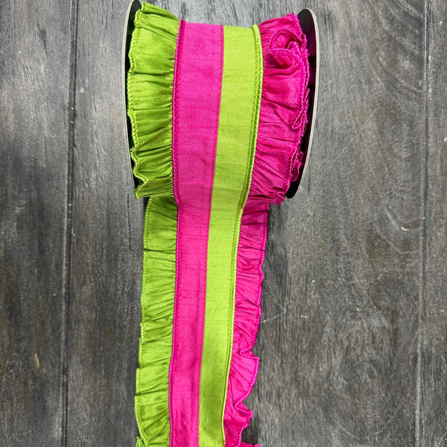 4"X5YDS Ruffle Festivity Deluxe Dupioni Wired Edge Ribbon