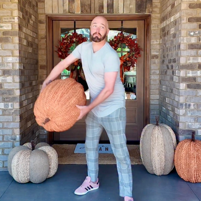 19.5" or 27.5" Orange Basket Weave Pumpkin