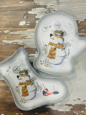 8” Plate Dolomite Snowman