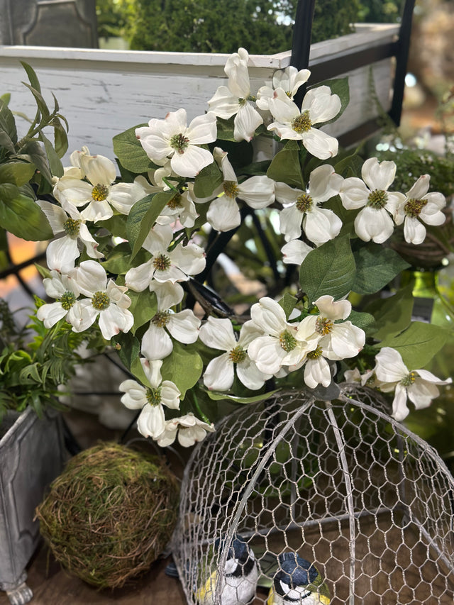 13" Dogwood Candle Ring Cream