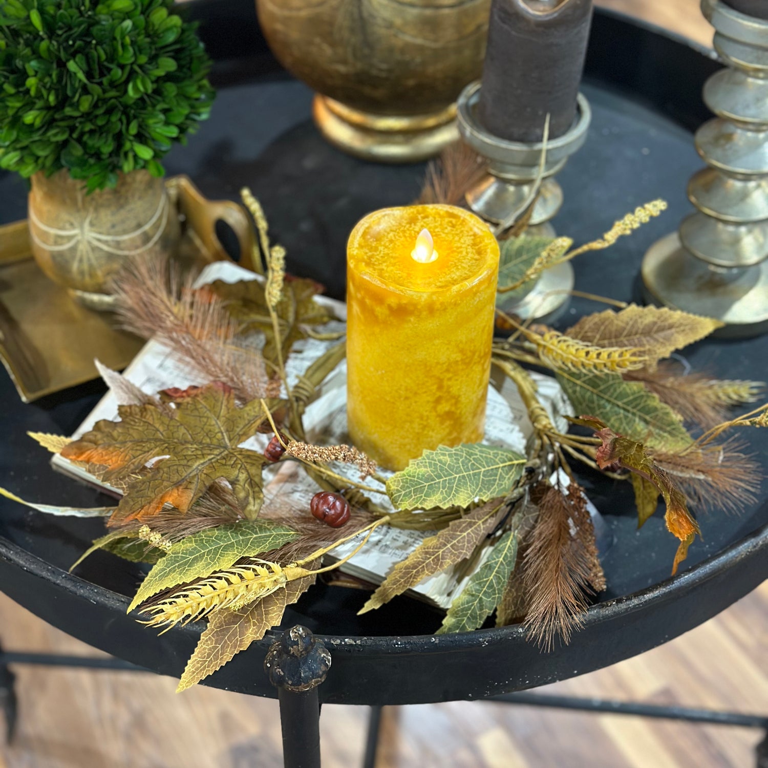 18" Mix Fall Foliage Candle Ring