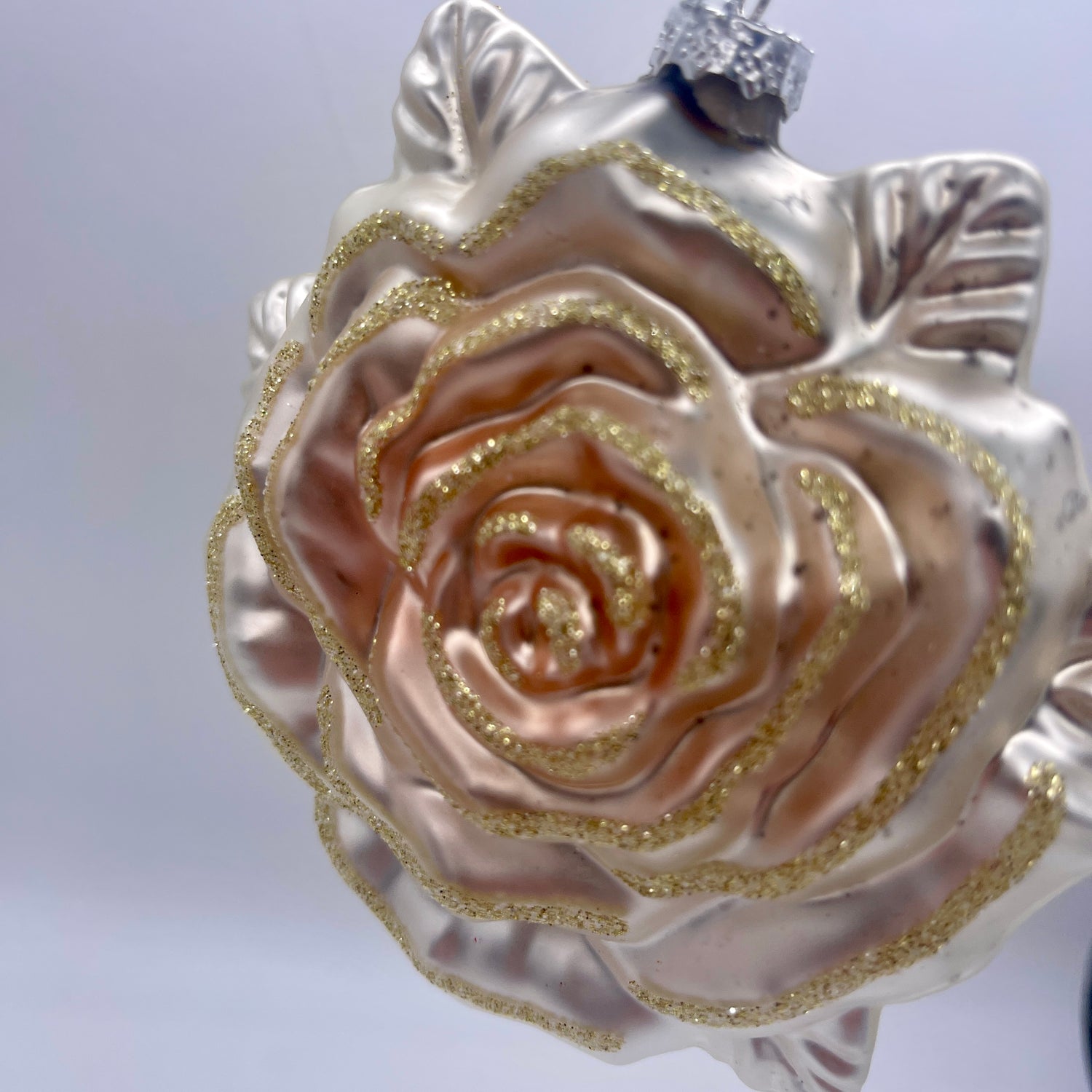 5" Pink Champagne Glass Rose Ornament
