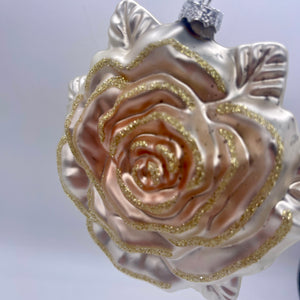 5" Pink Champagne Glass Rose Ornament