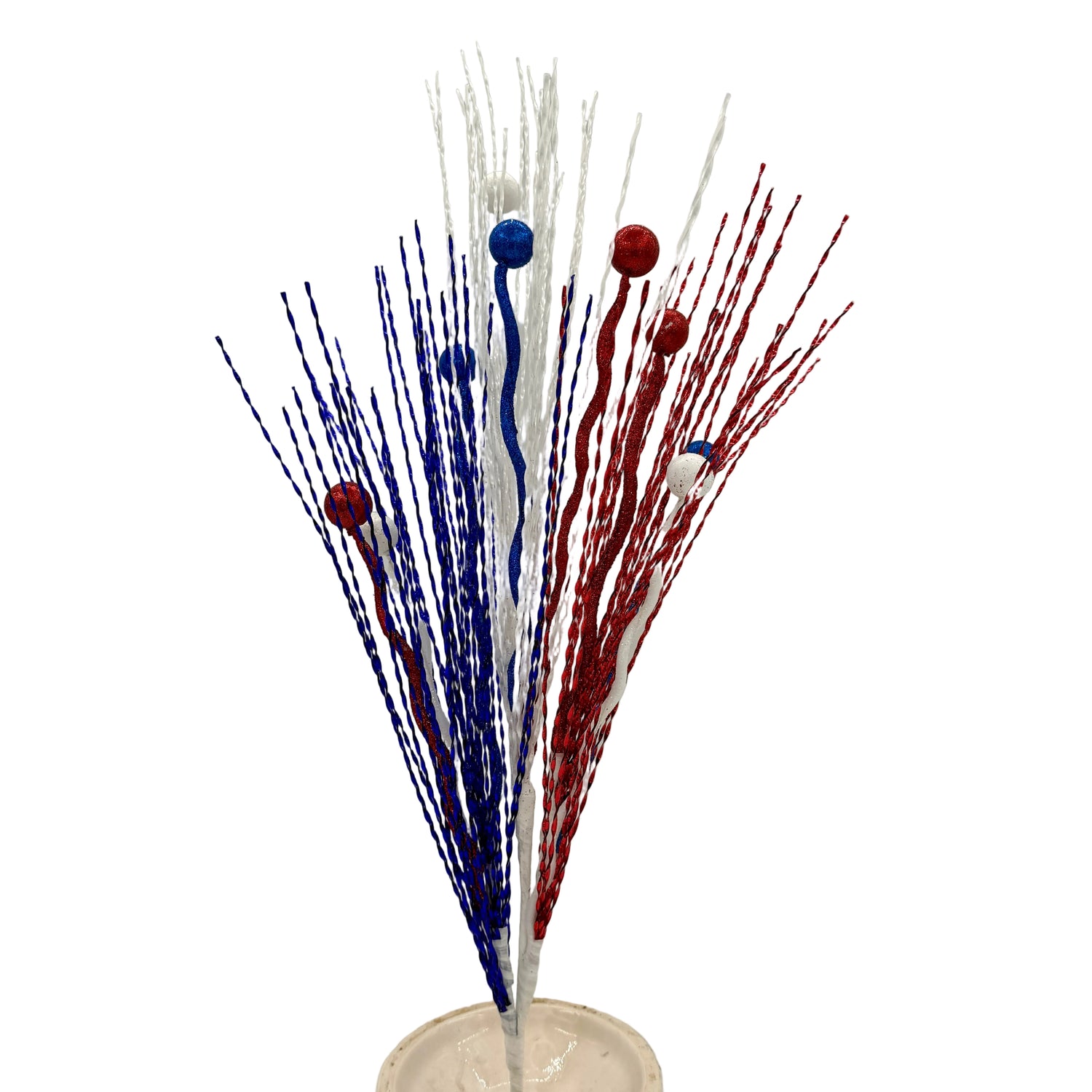 35" Red, White & Blue Glitter Berry Spray