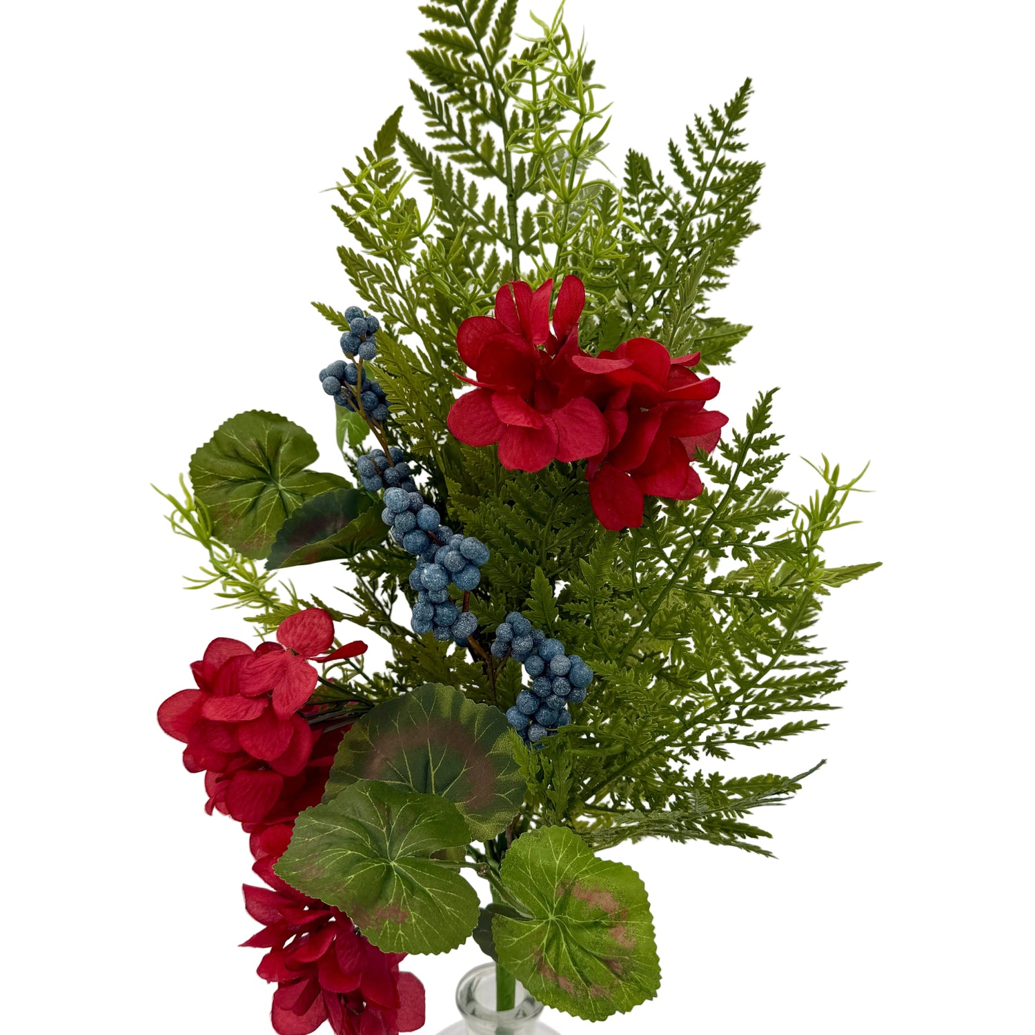 28" Red Geranium & Berry Spray