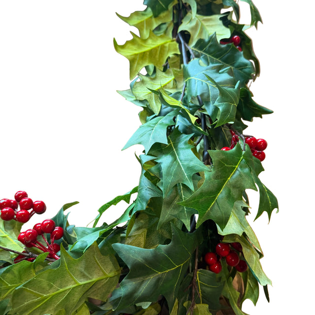 6' Mixed Greens & Holly Berries Garland