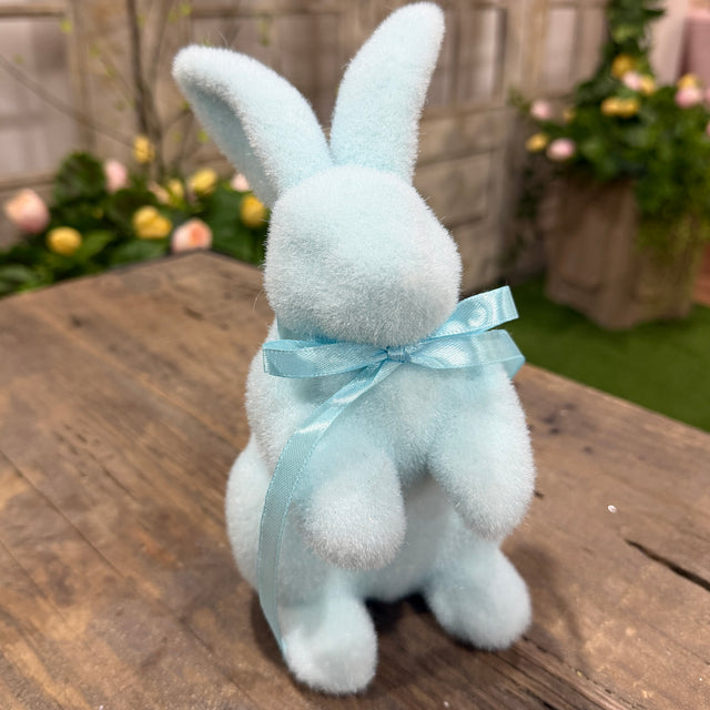8.75" Pastel Blue Flocked Bunny