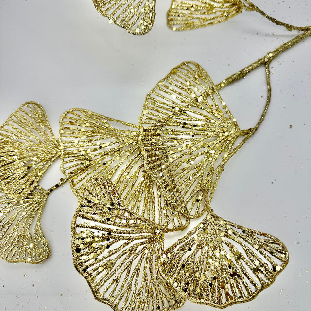 28" Gold Ginkgo Glitter Spray