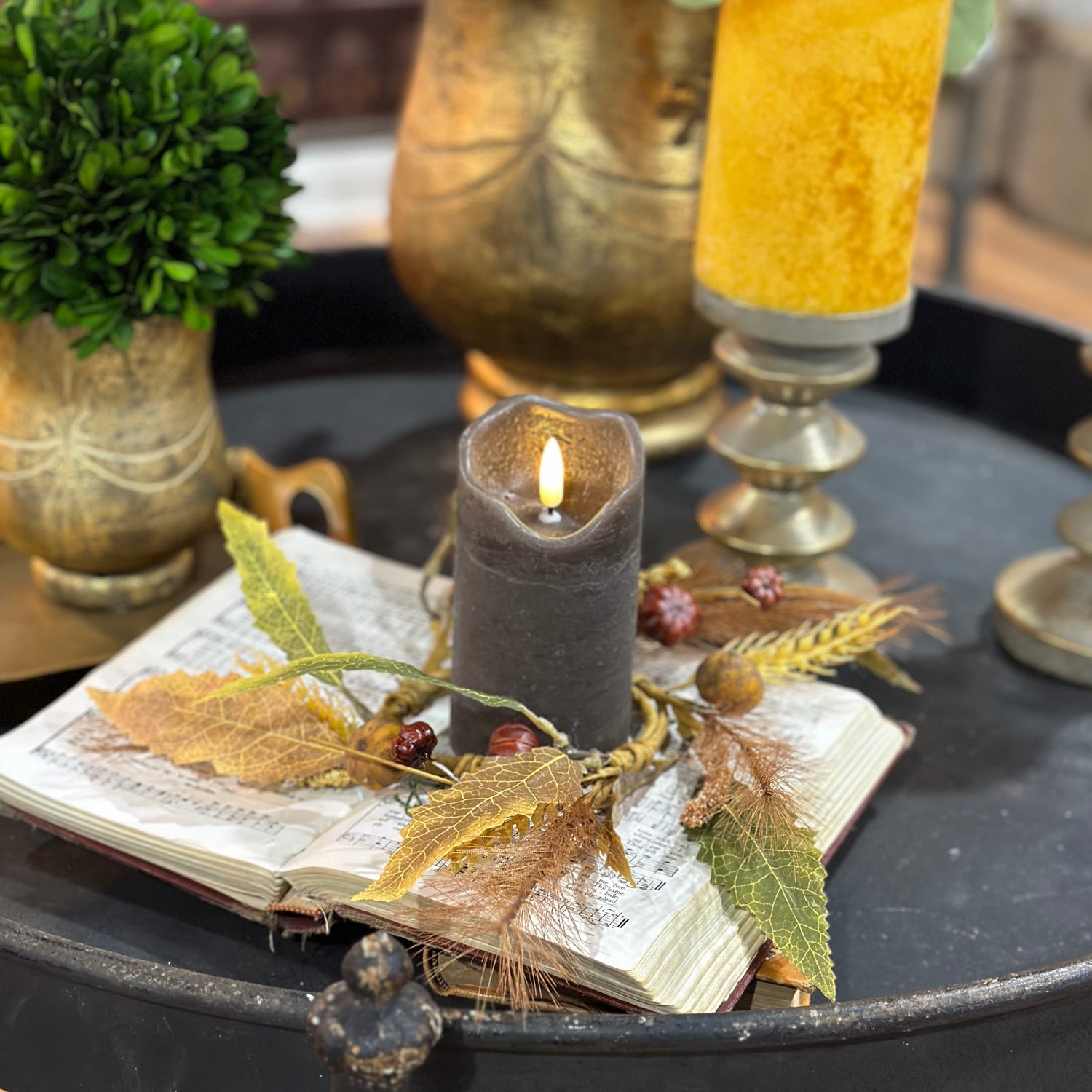 13" Mix Fall Foliage Candle Ring