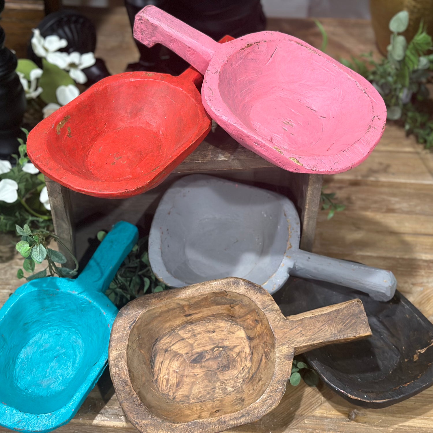 11" Wooden Scoop Dough Bowl