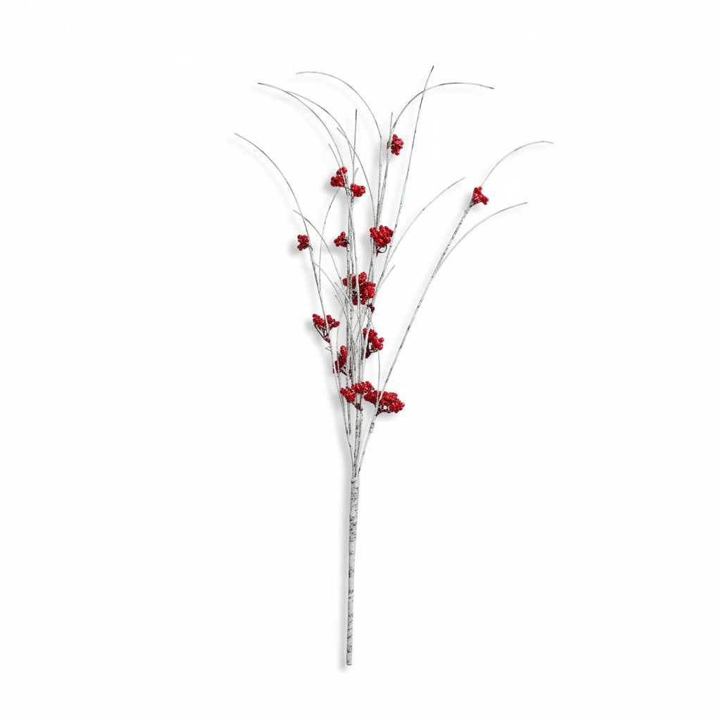 39" Birch & Red Berry Spray