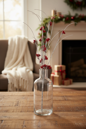 39" Birch & Red Berry Spray