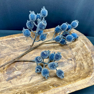 24" Blue Icey Pomegranate Berry Spray