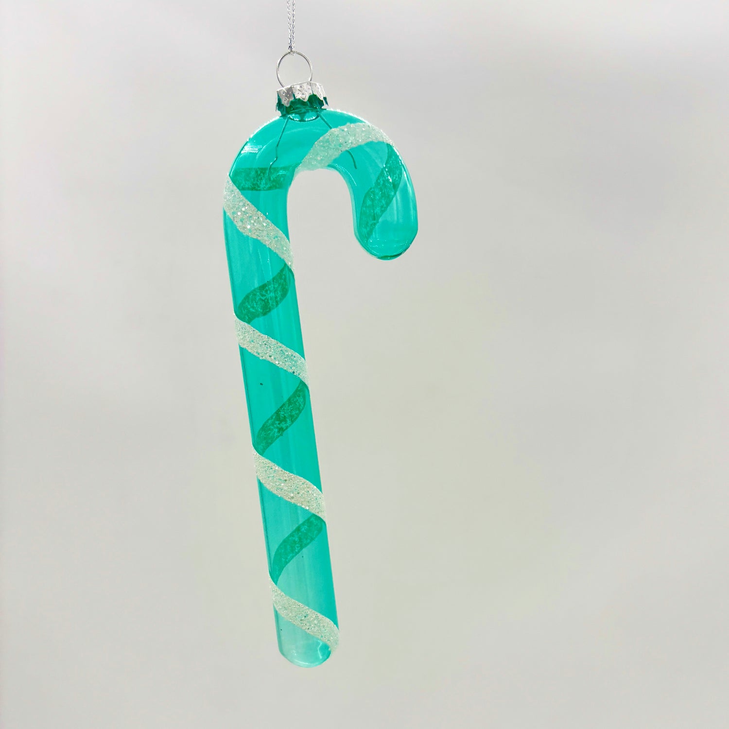 7.5" Glass Candy Cane Ornament | Dark Pink | Mint | Pink