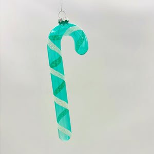 7.5" Glass Candy Cane Ornament | Dark Pink | Mint | Pink