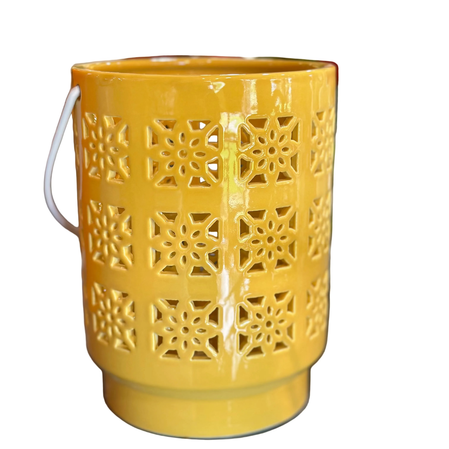 6.25" LED Pieced Star Ceramic Lantern