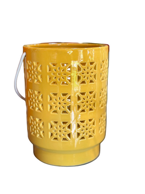 6.25" LED Pieced Star Ceramic Lantern
