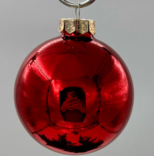 1.4" Red Glass Shiny/Matte Baubles Set of 16