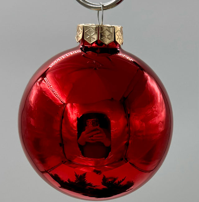 1.4" Red Glass Shiny/Matte Baubles Set of 16