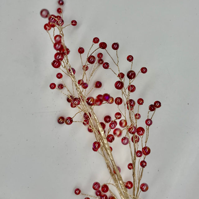 24" Red Iridescent Glass Ball Bead Spray