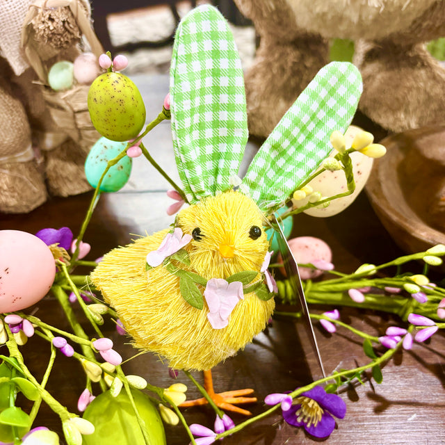 7" Yellow Chick w/Gingham Bunny Ears