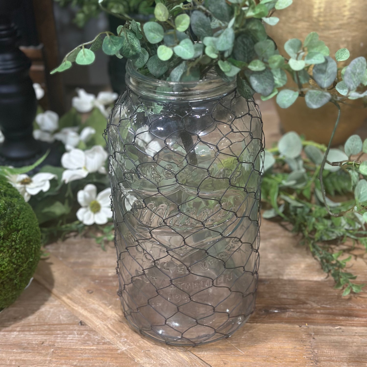 12” Canning Jar with Poultry Wire