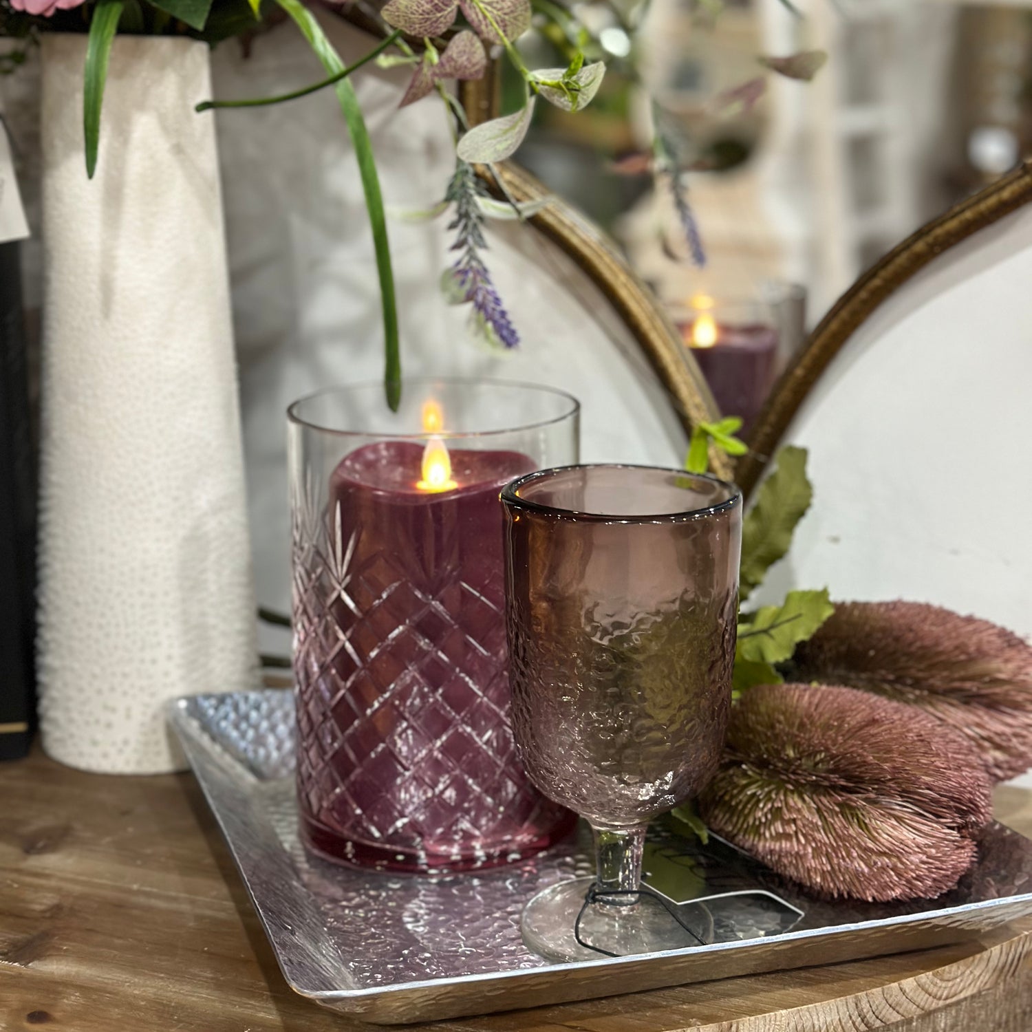 7” Hammered Goblet Orchid