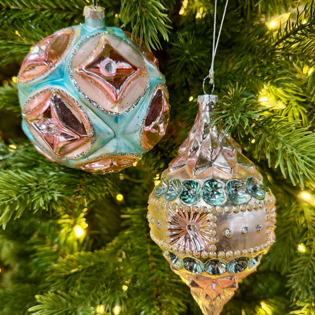4” Glass Parisian Ball or 6” Finial Ornament