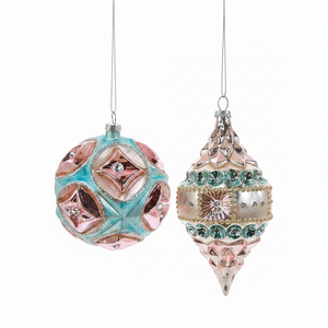 4” Glass Parisian Ball or 6” Finial Ornament
